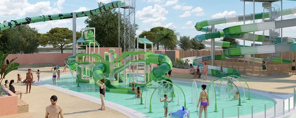 Neuer Poolkomplex mit großem Wasserspielplatz auf Camping Domaine du Clarys Plage Neuer Poolkomplex mit großem Wasserspielplatz auf Camping Domaine du Clarys Plage