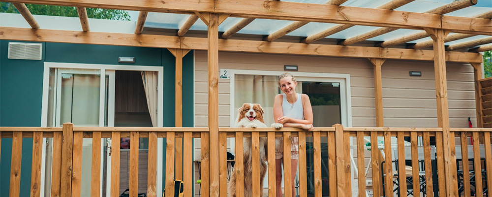 Die Next XL Superior Dog Mit dem Hund im Mobilheim Next XL Superior Dog