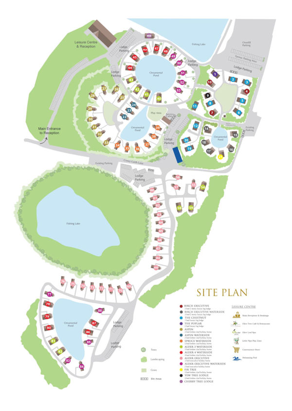 Lageplan von Landal Woodland Lakes